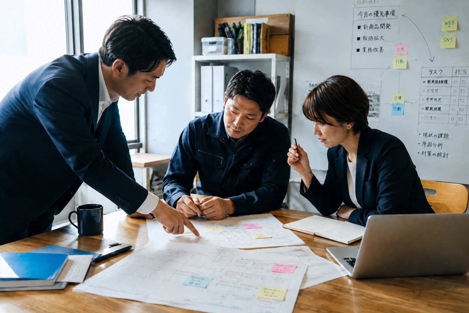 現場担当者と改善計画を検討するチーム